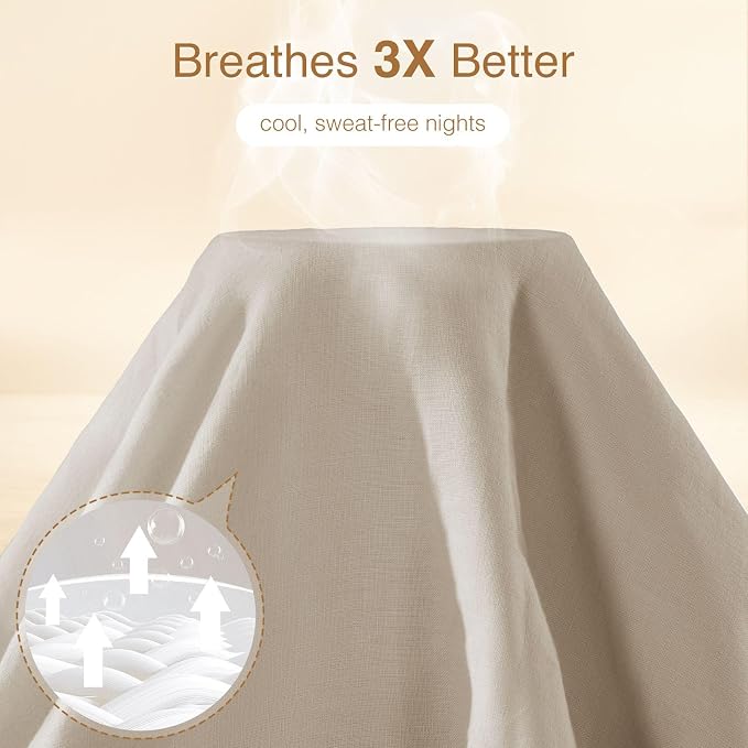 SONORO KATE 100% French Linen Cal King Duvet Cover Set,Zipper Closure,3PC | Natural French Flax,Soft Breathable for Hot Sleepers,Moisture Wicking & Durable,4 Corner Ties,Natural Linen