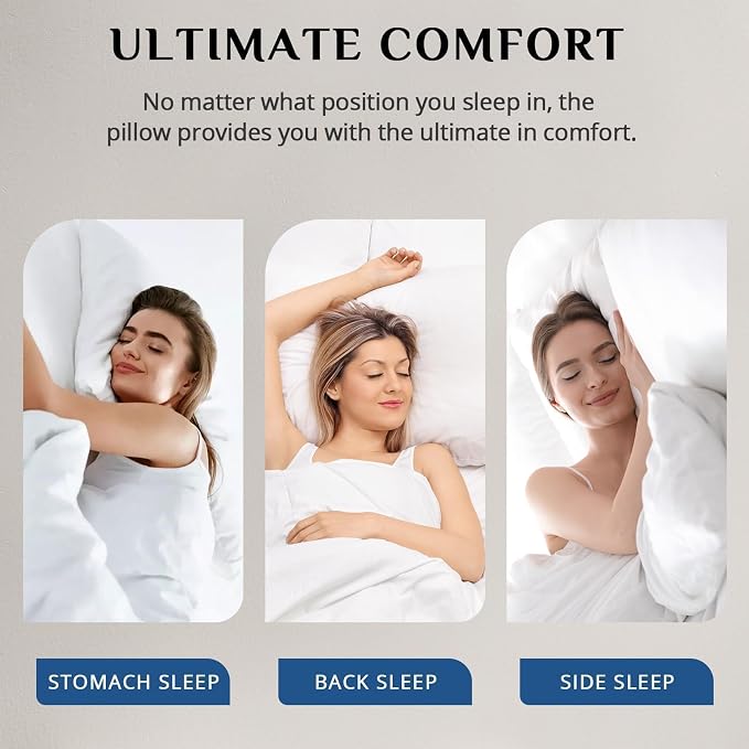 JOLLYVOGUE Pillows Standard Size Set of 4, Washable Supportive Firm Bed Pillows with Oeko-Tex Certified Soft Down Alternative Fill, Luxury Hotel Quality for Side, Back and Stomach Sleepers
