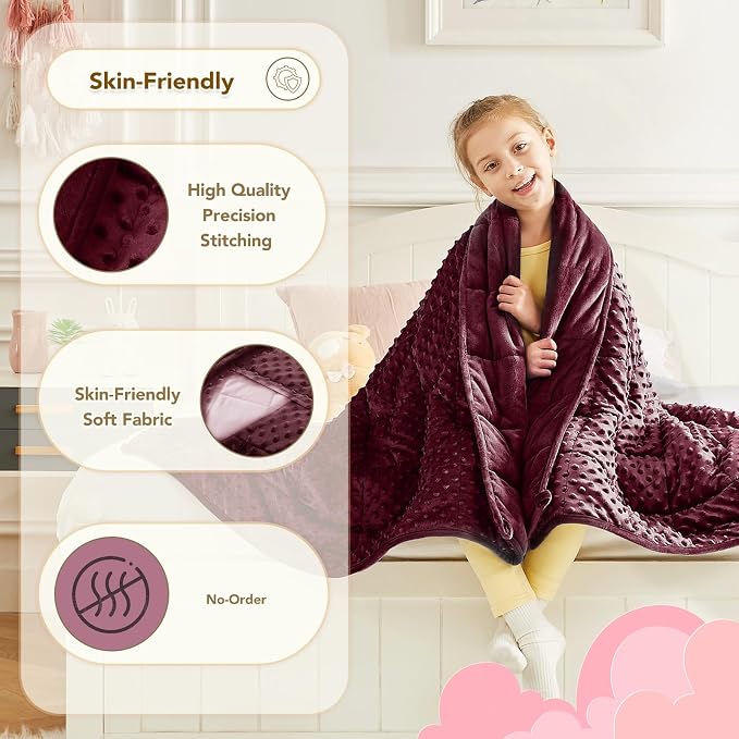CuteKing Weighted Blanket - 40"x60" 7lbs Minky Dots Heavy Blanket with Glass Beads Soft Breathable for All-Season Summer Fall Winter Thick Comfort for Rest