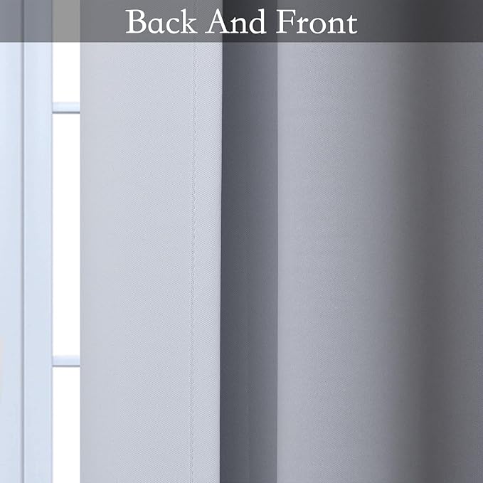 SimpleHome Ombre Black to Grey White Curtains for Living Room 62Wx84L | Room Darkening Curtains for Bedroom,Gradient Light Blocking Curtain,Thermal Insulated Grommet Window Drapes,2 Panels,84 Inch