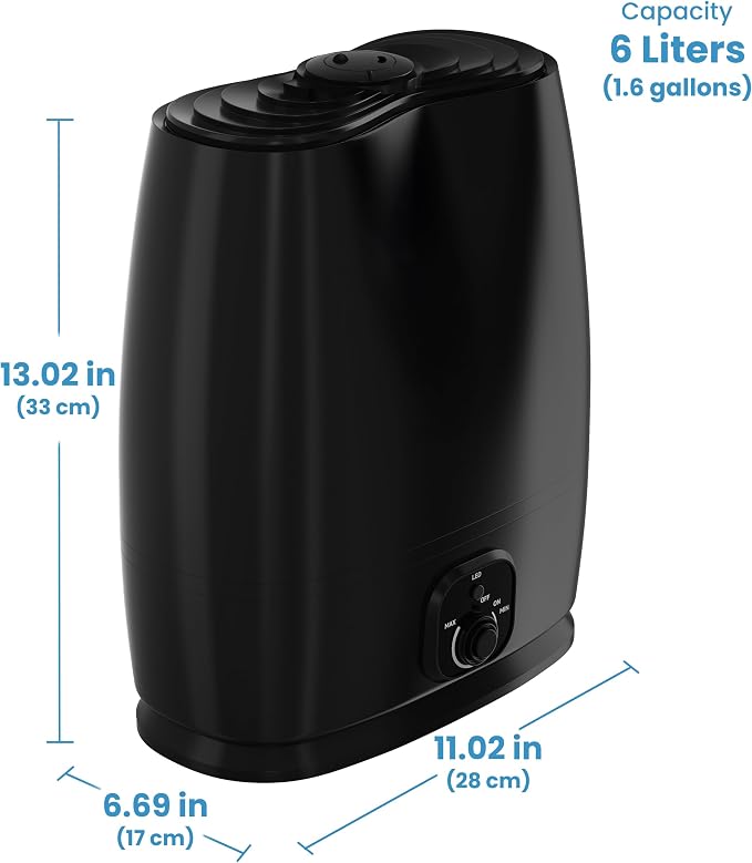 Everlasting Comfort 6L Humidifiers for Bedroom, Quiet 50HR Runtime No-Filter Supersized Cool Mist Humidifier Large Room for Whole House, Plants, Baby Nursery, Allergies, Dry Skin, Congestion, Indoor