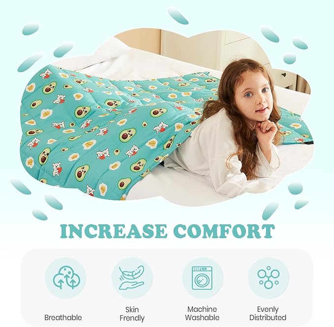 Weighted Blanket - 3 lbs Green Avocado Heavy Blanket - Small Size Breathable Lap Blanket(36"x48", 3 lbs)