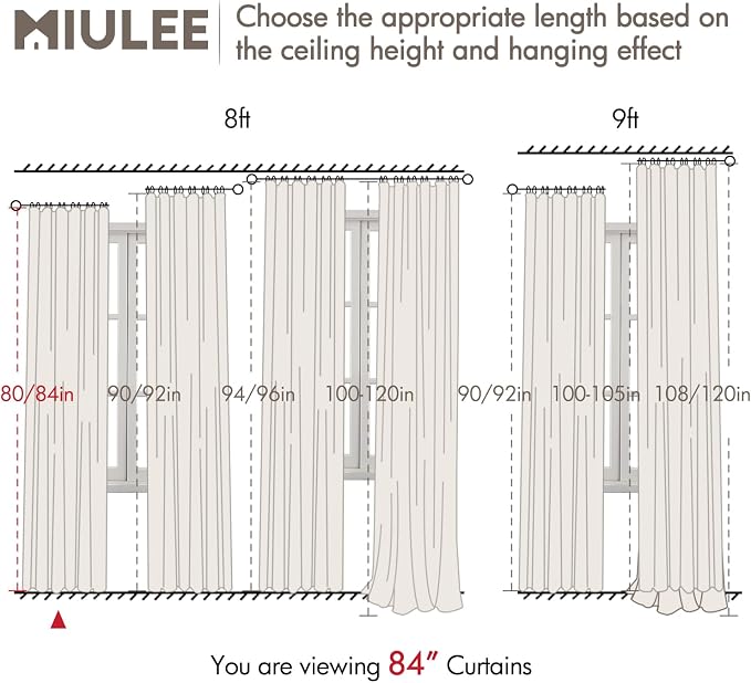 MIULEE 100% Blackout Back Tab Pleat Linen Curtains 50" Wx84 L,Light Pink | 2 Panels,Thick Faux Linen,Textured Drapes,with Hooks,for Bedroom Living Room,Black Out,Room Darkening