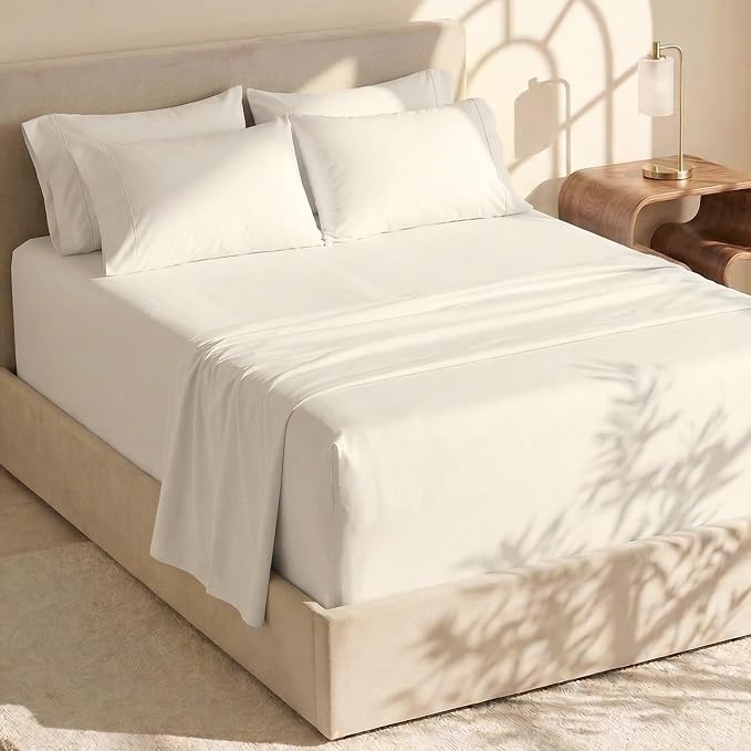 Hearth & Harbor Bed Sheets, Luxury Soft 6 Piece Bed Sheet Set Extra Deep Pocket Fitted Sheets Fits Mattress up to 21", Double Brushed Bedding Sheets & Pillowcases,