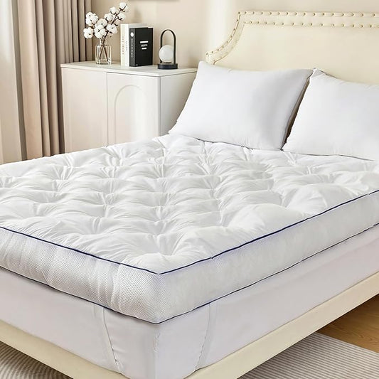 SHOUREN 5 Inch Memory Foam Mattress Topper King Size, Extra Thick Supportive Pillow Top Mattress Pad, Breathable & Fluffy Soft Bed Topper with Gel Memory Foam，78"x80"