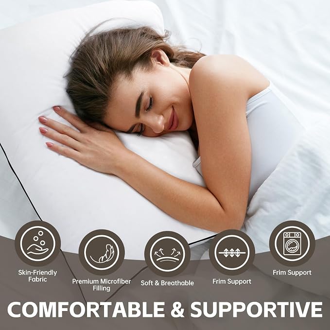 HIMOON Bed Pillows for Sleeping 4 Pack,King Size Cooling Pillows Set of 4,Top-end Microfiber Cover for Side Stomach Back Sleepers