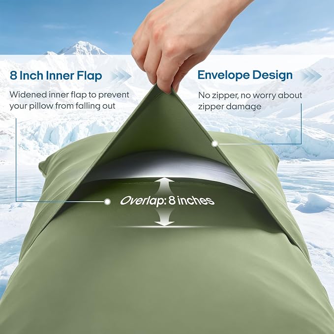 ZonLi Cooling Body Pillowcase for Hot Sleepers, Breathable Body Pillow Cover, Double-Sided Cooling Fabric, Soft Silky Touch, Ideal for Night Sweats, 20 x 54 Inch, Green