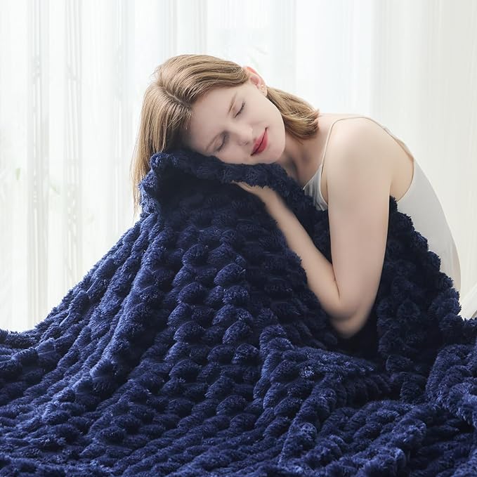 NEWCOSPLAY Fleece Clouds Cozy Throw Blanket for Couch, Dark Navy, 50"x60" | Premium Silky Flannel Blanket, Soft Lightweight Fluffy Throw Blanket for Bed Sofa Decor, Gift for All Season Use