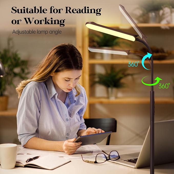 Aisutha LED Floor Lamp, 18W Super Bright Floor Lamp for Living Room, Adjustable Stepless Colors & Brightness Standing Lamp, Eye Caring Reading Light with Remote& Touch Control for Bedroom Office