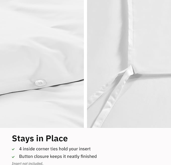 California Design Den Cotton Sateen Full/Queen Duvet Cover, Antique White | Duvet Cover Only, Comforter Not Included, Backed by Good Housekeeping Seal, Button Closure & Corner Ties