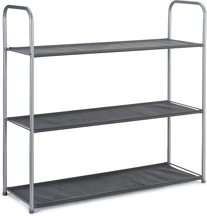 Amazon Basics Freestanding Closet Organizer with Fabric Bins, Drawers and 3 Shelves, Easy to Assemble, Grey, 32.7" x 12.2" x 31"