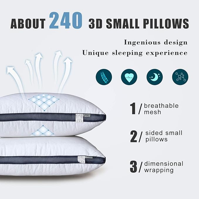 Meoflaw Gusseted Stanard Size Bed Pillows Set of 4, Luxury Hotel Pillows | Balanced Support, Ideal for Back, Stomach & Side Sleepers, Down Alternative Fill