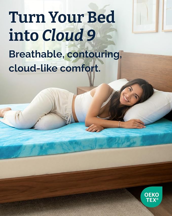 4 Inch Full Memory Foam Mattress Topper - Cooling Gel Mattress Pad | Cooling Gel Infused Bed Topper, Soft Ventilated Mattress Pad for Pressure Relief & Pain-Free Sleep, CertiPUR-US & Oeko-TEX