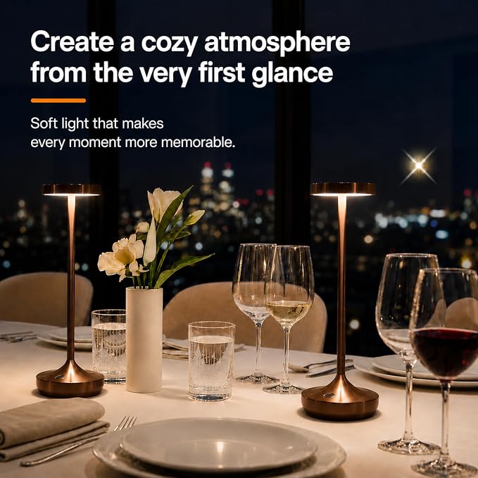Brown Cordless Table Lamps, Rechargeable 6000mAh, 72H Runtime, Waterproof | Stepless Touch Dimming with 3 Color Modes & Memory Function for the Perfect Ambiance at Home, Restaurants & Patios (2 Brown)