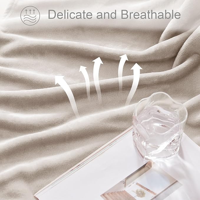 Exclusivo Mezcla Soft Fleece Throw Blanket for Couch, Camel | 50x60 Inches, Double-Sided Brushed Flannel, Lightweight Plush Cozy Blanket for Home Decor, All Season, Machine Washable