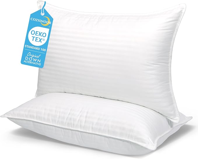 COZSINOOR Bed Pillows for Sleeping Queen Size Set of 2 | Hotel Quality Breathable Cooling Down Alternative Microfiber Filled for Back, Stomach, Side Sleepers Skin-Friendly