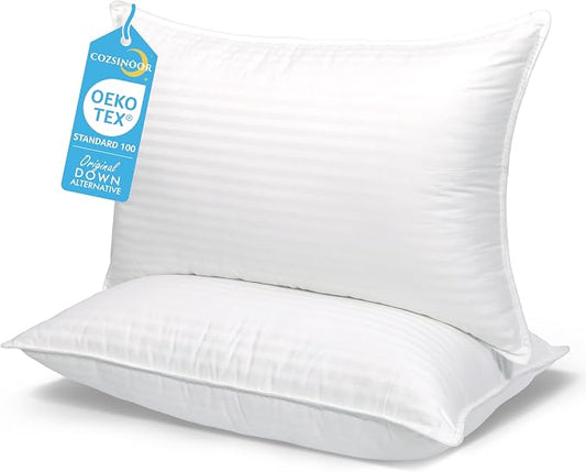 COZSINOOR Bed Pillows for Sleeping Queen Size Set of 2 | Hotel Quality Breathable Cooling Down Alternative Microfiber Filled for Back, Stomach, Side Sleepers Skin-Friendly
