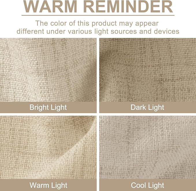 Faux Linen Total Blackout Curtains for Bedroom 102 Inch Long Natural Flax | 100% Blackout Shield, Back Tab/Rod Pocket Living Room Drapes, Thermal Insulated Blackout Curtains 2 Panels Set, 50"W x 102"L