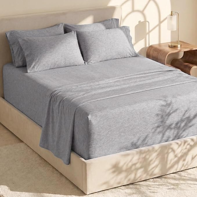 Hearth & Harbor Bed Sheets, Luxury Soft 6 Piece Bed Sheet Set Extra Deep Pocket Fitted Sheets Fits Mattress up to 21", Double Brushed Bedding Sheets & Pillowcases,