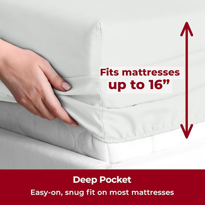 Mellanni Iconic 5-Piece, Ultra Soft Sheet Set (Split King, Ivory) | 10M+ Sleepers. Lab-tested: Sleeps Cool, Stays Bright, Strong, Smooth. Good Housekeeping Best Bedding, 7 yrs running.