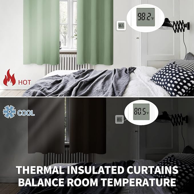 BGment Grass Green Blackout Curtains for Living Room 84 Inch - 2 Panels | Grommet Top, Black Out, Room Darkening, Sunblock, Thermal Insulated, Window Drapes for Bedroom, 52x84 Inch