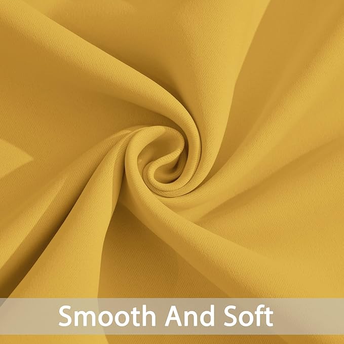 Yakamok Room Darkening Curtains 52x45 inch Long Mustard Yellow-Living Room | 2 panels,grommet blackout window treatment,thermal insulated,light blocking drapes,privacy protection,bedroom dining room
