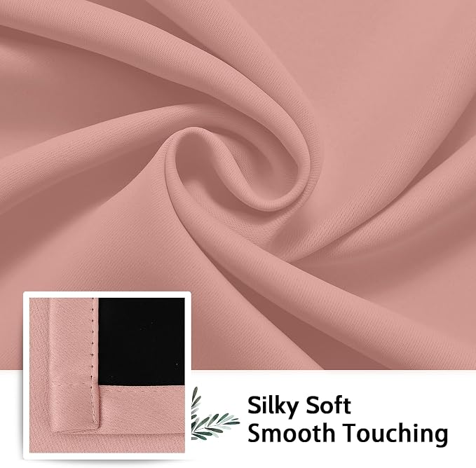 SimpleHome Peach Pink 100% Blackout Curtains Room Darkening Living Room 63 | Curtains for Bedroom,Thermal Insulated Grommet Window Drapes,Curtains for Living Room with Black Back,38 x 63 Inch,2 Panels