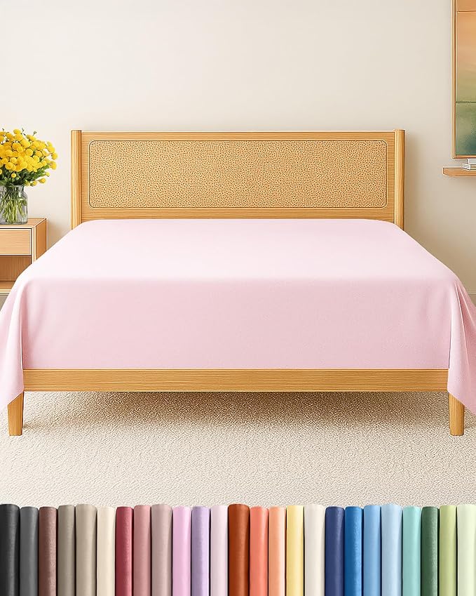 Twin Flat Sheet - Single Top Flat Sheet Only - Cooling - Lavender Pink | Hotel Luxury Top Flat Sheet Only, Ultra-Soft, Breathable & Cooling, Fade & Wrinkle Free, Easy-Care, Stain & Shrink Resistant