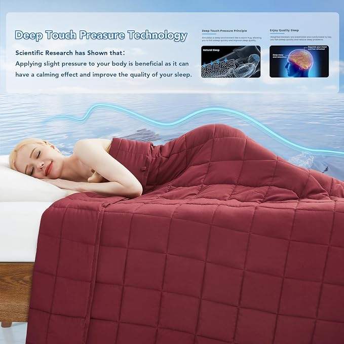 Weighted Blanket for Adults (15 lbs, 48" x 72") Twin Size Soft Cooling Heavy Blanket Sleeping, Apply to 130-160 lbs Body, Thick Breathable Blanket with Glass Bead, Easy Care