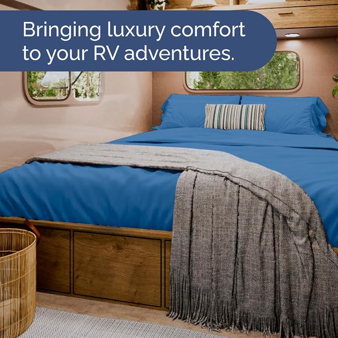 Short Queen Size 4 Piece Bed Sheet Set - RV Short Queen Sheets - Royal Blue | Ultra-Soft, Breathable & Cooling Bed Sheets Set with Deep Pockets, Hotel Luxury Bedding for Women & Men, Wrinkle & Fade Free