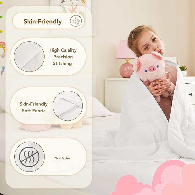 CuteKing Weighted Blanket - Weighted Blanket with Premium Glass Beads - Breathable Heavy Blanket for Comfortable Rest - Thick Blanket All Season (5lbs, 36"x48", White)