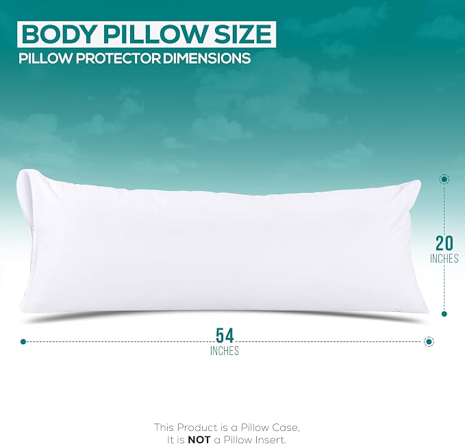 Set of 2 Pillow Protectors with Zipper Body Pillow Size, Pillow Covers | Ultra Soft Pillow Encasements, Bed Bug & Dust Mite Proof, Moisture Wicking and Waterproof Pillow Cases by Utopia Bedding