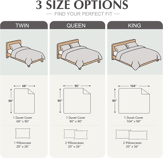 Oli Anderson 100% Egyptian Cotton Duvet Cover King Size, Grey, 3 Pieces | Yarn Dyed Jacquard Textured Bedding Set, Striped Boho Design, Pre-Washed, Button Closure, Soft Breathable, All Season Comfort