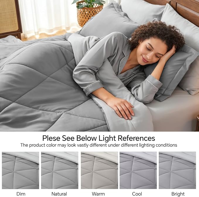 BEDELITE Twin XL Comforter Set 5 Pieces, Reversible Dark Grey Bed in A Bag | Soft All Season Down-Alternative Comforter, Sheets, Pillowcases & Shams, OEKO-TEX Certified Bedding for Drom Room, College