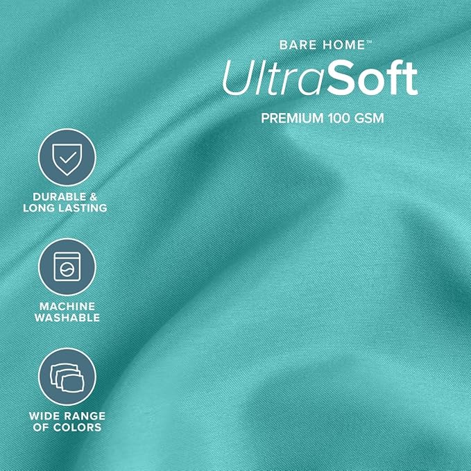 Bare Home Split King Sheet Set - 1800 Ultra-Soft (Split King, Turquoise) | Deep Pockets 6 to 15 Inches, Breathable, Hypoallergenic, Hotel Luxury, Easy Fit, Soft, All-Season