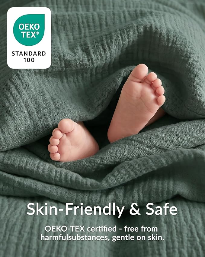 SE SOFTEXLY Muslin Duvet Cover California King Size, 100% Washed Cotton Duvet Cover Set, Ultra Soft Comforter Cover Linen Like, 3 Pieces Gauze Duvet Cover with 2 Pillowcases, 98"x104", Forest Green