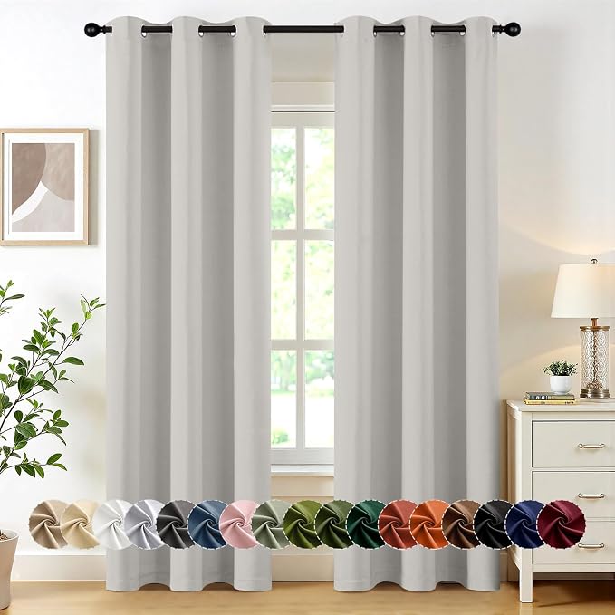 MIULEE Blackout Curtains for Bedroom 2 Panels 40x72 Inch Long Natural White | Thermal Insulated, Living Room Darkening Grommet Drapes, Noise Reducing, Light Blocking Window Treatments