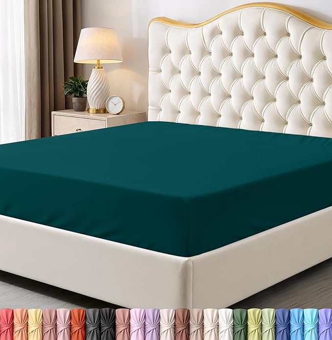 Utopia Bedding King Fitted Sheet - Bottom Sheet - Deep Pocket - Soft Microfiber - Shrinkage and Fade Resistant - Easy Care -1 Fitted Sheet Only (Teal) | Hotel Comfort, Cooling & Breathable Cotton like Polyester, Easy Fit, Wrinkle & Fade Resistant, Snug...