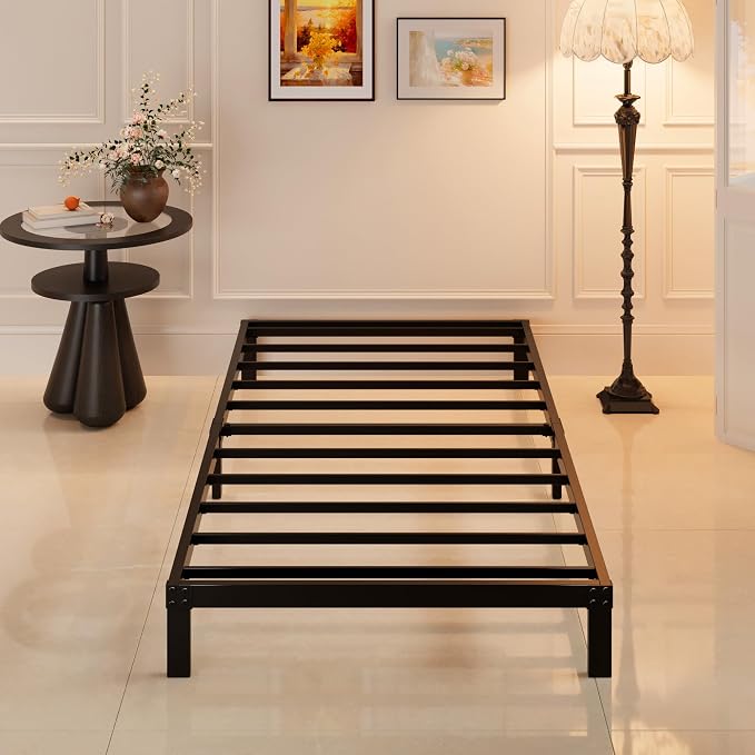 Maenizi 8 Inch Twin Bed Frame, Metal Platform Bed Frame Twin Size | No Box Spring Needed, Heavy Duty Support Up to 2500 lbs, Easy Assembly, Noise Free, Black