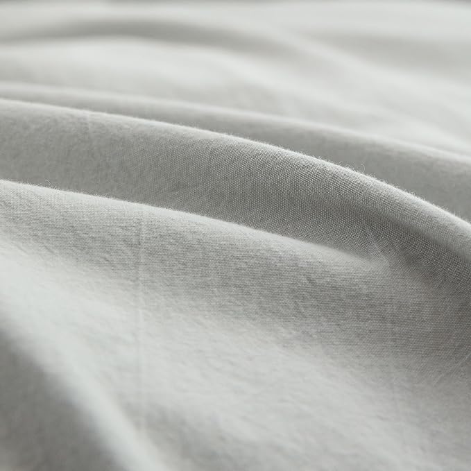 BESTOUCH Cotton Solid Duvet Cover Set Northern Droplet Grey Super King Plus | 100% Washed Cotton, Soft Wrinkle Texture, Hidden Zipper, 8 Ties, Breathable Lightweight Durable Comfy, 3 Pcs No Insert