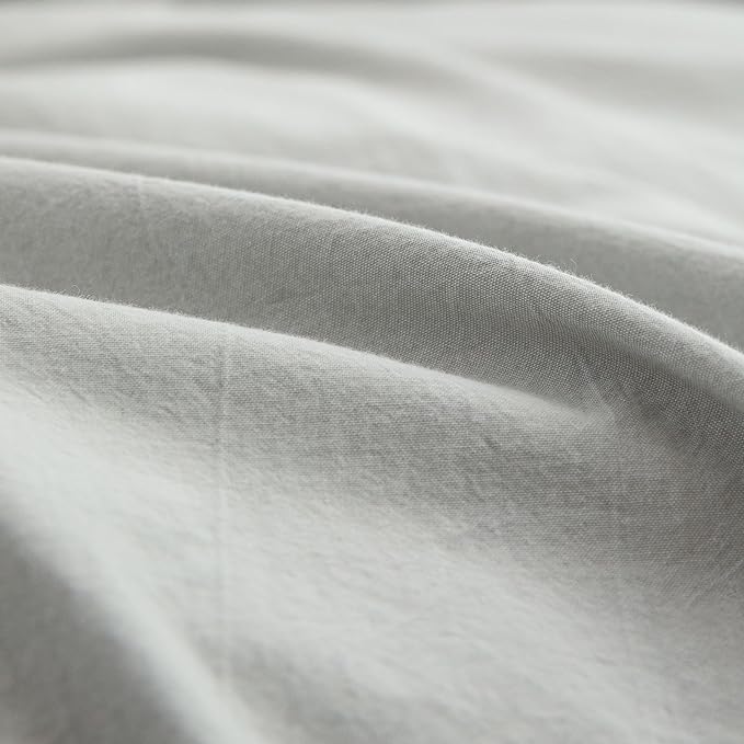 BESTOUCH Cotton Solid Duvet Cover Set Linen Feel Northern Droplet Grey King | 100% Washed Cotton, Soft Wrinkle Texture, Hidden Zipper, 8 Ties, Breathable Lightweight Durable Comfy, 3 Pcs No Insert
