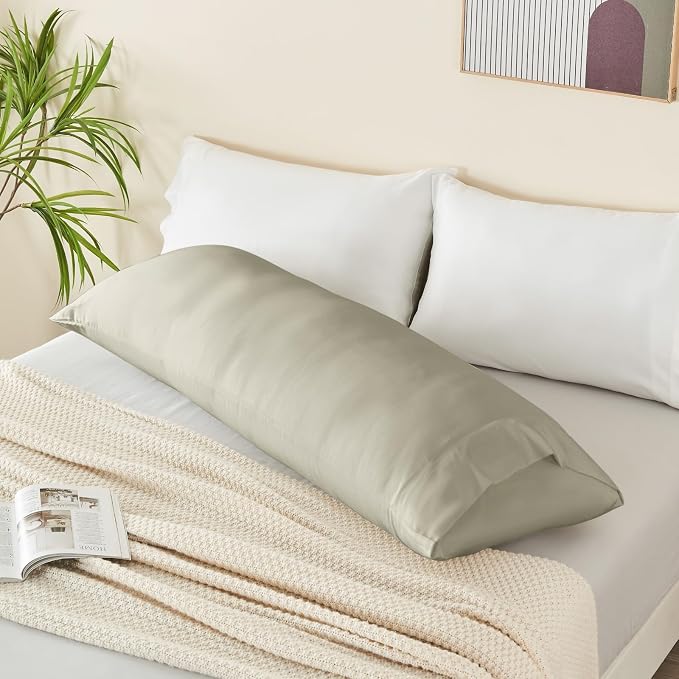 BEDELITE Body Pillow Pillowcase, Rayon from Bamboo, Linen, 20"x54" | Cooling and Breathable Body Pillow Cover for Hot Sleepers & Night Sweats, Silky Soft Full Long Pillow Case, Envelope Closure