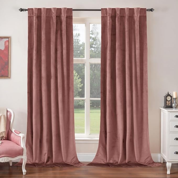 BGment Dusty Rose Pink Velvet Curtains 84 inches 2 Panels for Living Room | Luxury, Thermal Insulated, Noise Reduce, Super Soft, Elegant Window Curtains for Bedroom, Back Tab Rod Pocket, 38 x 84 Inch