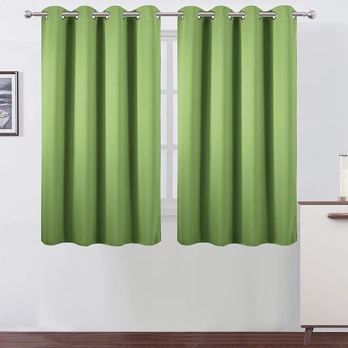 Light Green Thermal Blackout Curtains/52 x 54 Inch/Set of 2 Panels Room Darkening Curtains for Bedroom