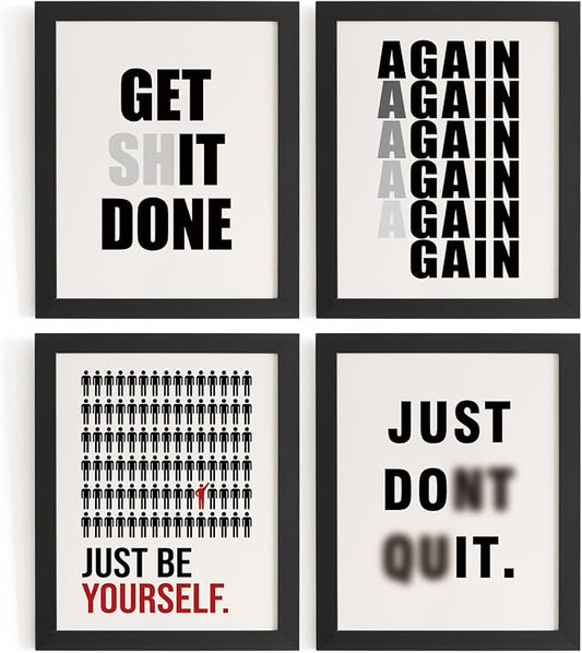 DSHFG Motivational Funny Office Wall Art Prints Set of 4 | Office Inspirational Wall Art, Motivational Quotes Wall Decor Posters for Office Home, 8x10 Unframed