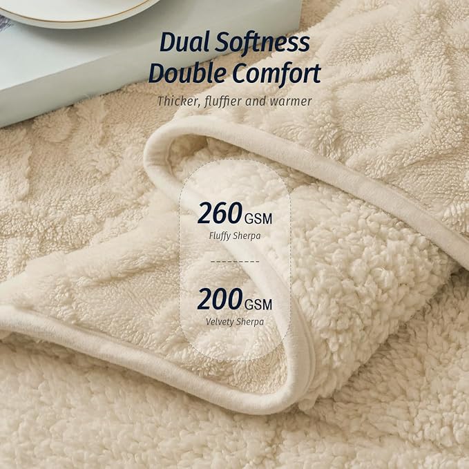 Adults Weighted Blanket for Sleep Queen Size 15 lbs 60" x 80" Khaki | Relax Body & Mind, Even Weight Distribution, Dual Sided Soft Heavy Throw Blankets, Jacquard Knitted, Chunky Fluffy, Warm Hug