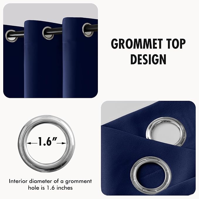 MIULEE Navy Blue Blackout Bedroom Curtains Drapes 84 Inch Long 52"x84" | Grommet Top, Room Darkening Window Drapes, Privacy Protection, Thermal Insulated, Heat Blocking, Light Blocking