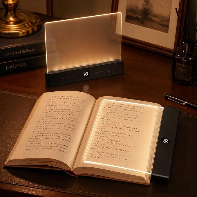 30 LED Book Light & Night Light 2 in 1, Flat Book Light Black | Rechargeable Book Page Light with 3 Color Temperatures, Stepless Dimming & 1-99 Min Sleep Timer, Ideal Gift for Readers