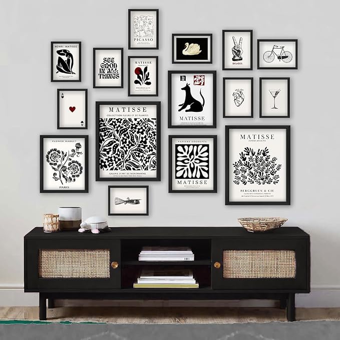 16 PCS Black and White Wall Art Decor, Matisse Abstract Gallery Wall Prints for Bedroom, Minimalist Posters for Living Room Aesthetic, Collage Kit Pictures, Dorm Home Decor