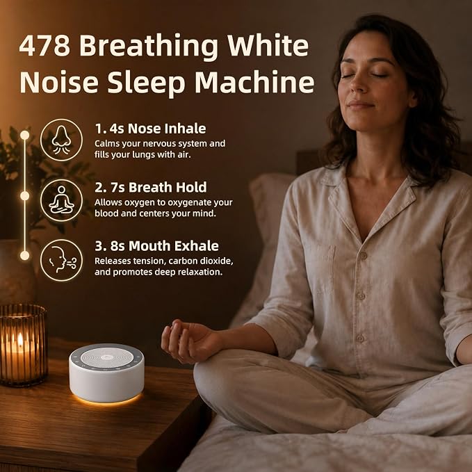 Kipcush White Noise Machine for Baby & Adults, 30 Soothing Sounds, Sleep Sound Machine with 8 Color Night Light, Memory Function, White Noise for Sleeping, Nursery, Office, Travel & Relaxation